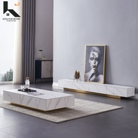 Table Basse Extensible Haut de Gamme 2m et Meuble TV Minimaliste en Pierre Frittée pour la Maison – Style Italien de Luxe