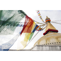 Grande rouleau de 25 drapeaux tibétains 10x10 pouces, motif traditionnel, couleurs des 5 éléments, cheval du vent personnalisé, en tissu polyester imperméable pour la prière