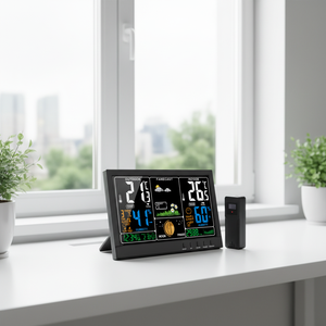 Indoor Household Outdoor Temperature Humidity RCC Digital Display Moon Phase Weather Station Wireless Wall <strong>Clock</strong> with Sensor - Product Image 4