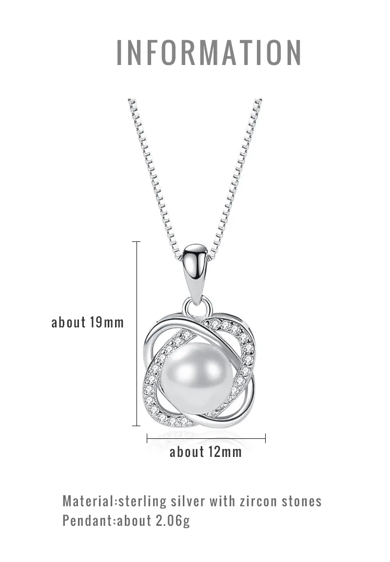 Fashionable Sterling Silver S925 Love Pearl Pendant Necklace Women Jewelry 925 Sterling Silver