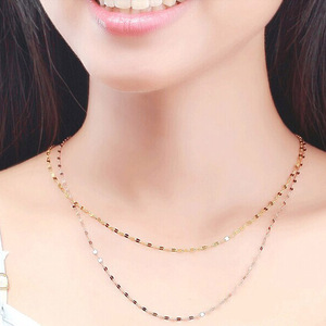 Collar de Oro Macizo Puro de 18K AU750 con Labios de Doble Hoja para Mujer Cadena de Clavícula 18 Pulgadas 45 cm Alto Brillo Gran Venta Color Opcional - Product Image 6