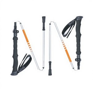 Bâtons <span class=keywords><strong>de</strong></span> <span class=keywords><strong>ski</strong></span> télescopiques pliables en alliage d'aluminium à cinq sections avec poignée droite pour la randonnée, les sports <span class=keywords><strong>de</strong></span> plein air et le tout-terrain - Product Image 1