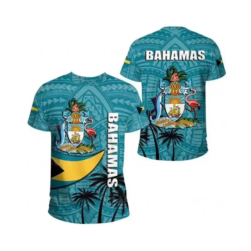 Promotionele Bahamas Onafhankelijkheid Shirt Guyana Dominica Vlag T Shirts Jamaikaanse Kleding Saudi Halve Maan T-Shirt 2024