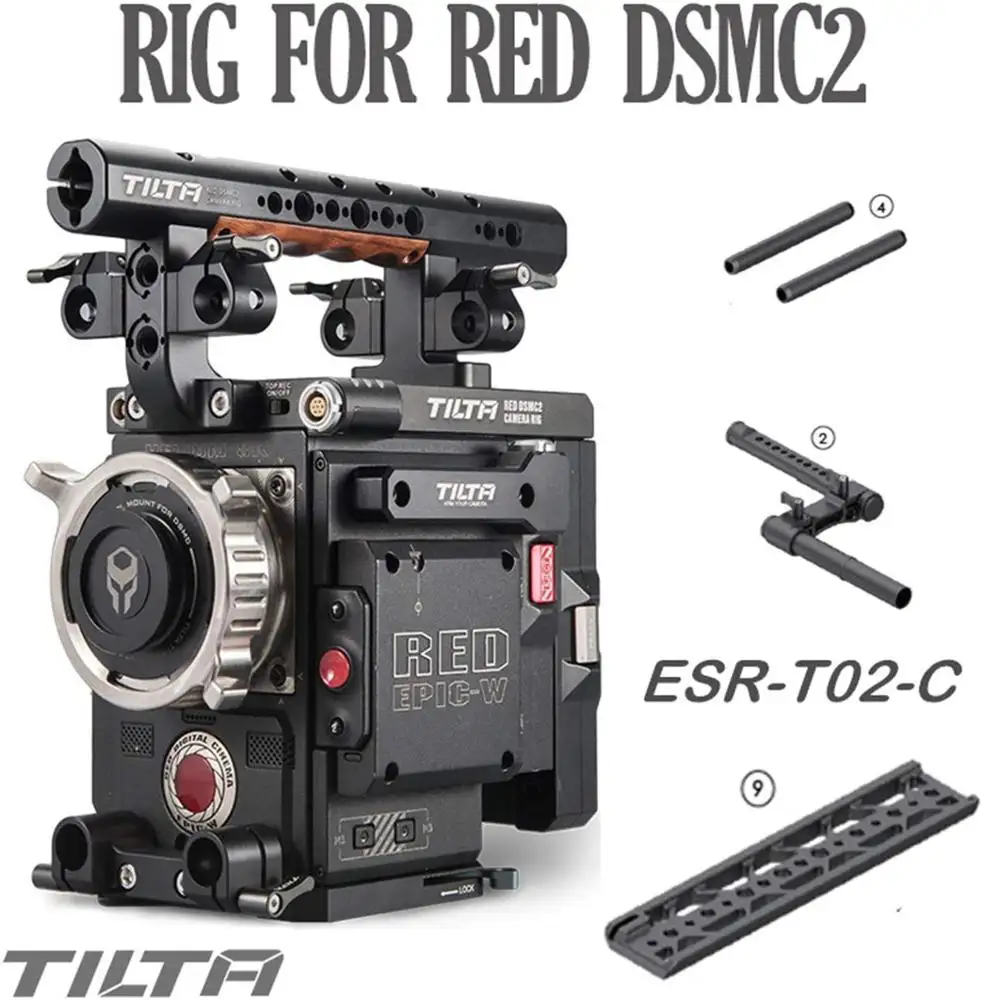 TILTA RED DSMC2 Käfig ESR-T02-<span class=keywords><strong>C</strong></span> Grundplatte Top Griff Kamera <span class=keywords><strong>Rig</strong></span> für ROT DSMC2 Rabe/Waffe/Scharlachrot-W mit Power System SDI in/Out