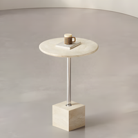 Table console d'appoint en marbre minimaliste italien, style nordique moderne, luxe léger, crème, haut de gamme, pour salon de villa ou d'hôtel