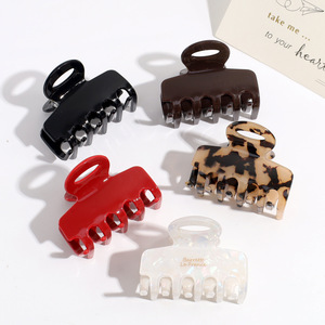 Elegan hitam merah berkelas Korea lucu jepit rambut asetat macan tutul menyesuaikan logo persegi rahang jeli klip cakar kualitas tinggi - Product Image 2