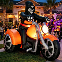 Décoration gonflable d'Halloween : Moto du Grim Reaper lumineuse, décoration gonflable personnalisée pour l'extérieur