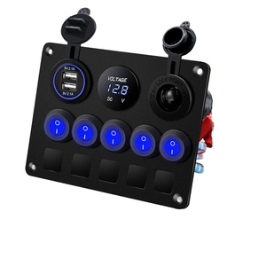 Mise à niveau du panneau d'interrupteurs à bascule 5 gangs bleu étanche pour disjoncteurs de bateaux marins Voltmètre numérique 15A Inline Fuse Truck RV - Product Image 1