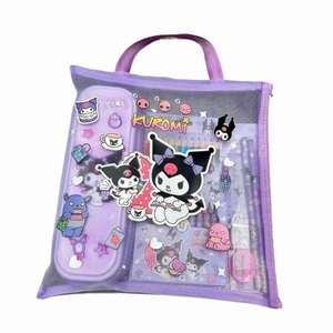 2024 Cartoon Kids School Stationery <b>Set</b> with Plastic Ruler Pencil Sharpener & Blue Ink <b>Gel</b> <b>Pens</b> (0.8mm Tip)-Kawaii Design - Product Image 1