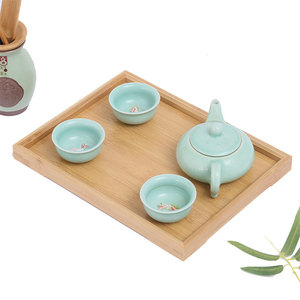 Plateau à thé carré en bambou, style japonais, pour service de thé et collations - Product Image 4