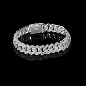 Full <b>Iced</b> <b>Out</b> Hip Hop 15mm Big Vvs Moissanite Bracelet 925 Sterling Silver Sparkling Cuban Link Bracelet - Product Image 5