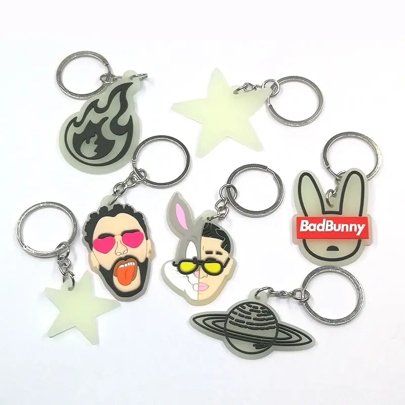 Fluorescent Key Ring Cute Rabbit Star Fire Cartoon Keychain Individual Key Holder For Men Keys Car Pendants Custom Wholesale
