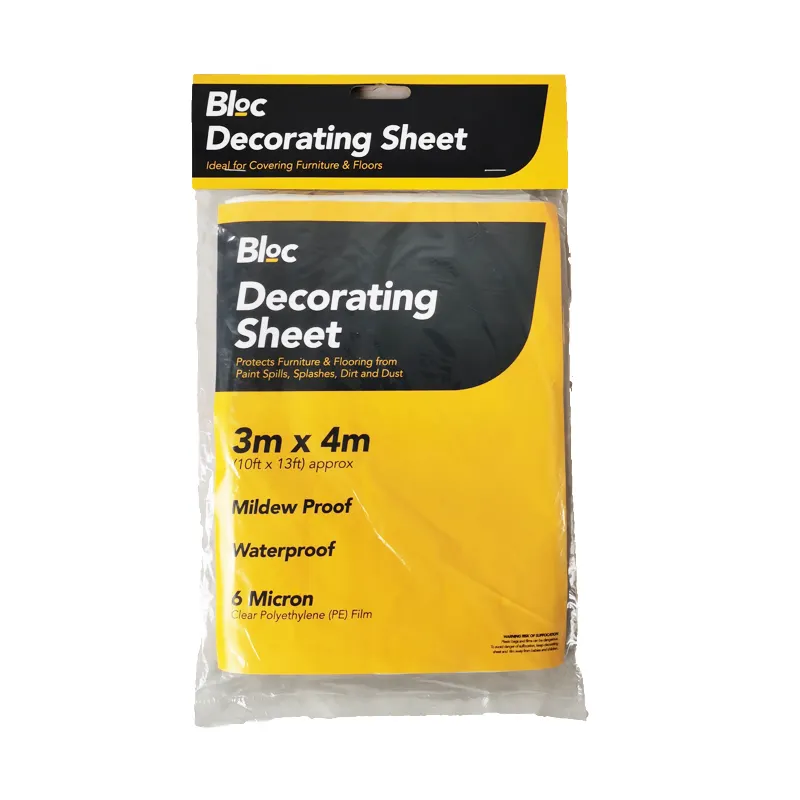 Drop Cloth Dip Spray Film de protection contre la poussière et la saleté Painter Disposable Clear Plastic Drop Sheet