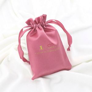Sacs en satin de soie lisse personnalisés pour le rangement des perruques, sac anti-poussière à cordon, pochette en soie pour bijoux - Product Image 4