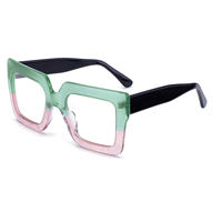 Vente en gros de lunettes vintage oversize carrées bleues avec blocage de la lumière, lunettes pour ordinateur avec logo personnalisé pour femmes, montures de lunettes en acétate