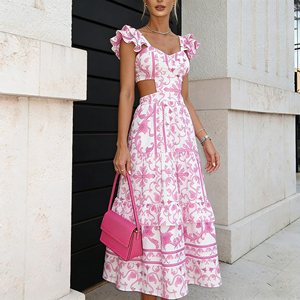 Vestido Elegante de Verano para Mujer, Estilo Bohemio, Estampado Floral, Falda Línea A con Cintura Alta, Sin Mangas, Estilo Casual, Falda de Playa - Product Image 2