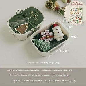 Juego de Velas Aromáticas de Cera de Soya Navideñas con Forma de Muñeco de Nieve, Santa Claus, Árbol y Galleta de Jengibre en Caja de Metal, Decoración Navideña para el Hogar, Recuerdo para Fiestas, OEM - Product Image 3