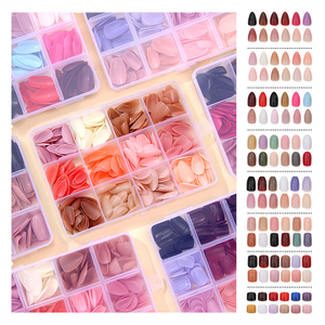 Caja de 360 Uñas Postizas Acrílicas de Color Puro, Cortas, Redondas y Cuadradas, de Colores Mezclados, Listas para Usar, Uñas Postizas a Presión, Venta al por Mayor - Product Image 1