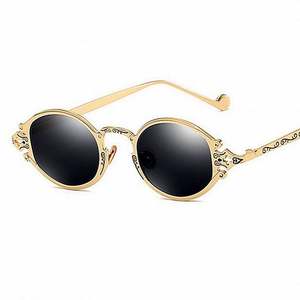 Lunettes de soleil steampunk vintage pour hommes et femmes, monture en métal, UV400, petites lunettes ovales, mode 2020 - Product Image 4