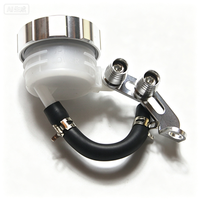 Réservoir de liquide de frein et d'embrayage pour moto en aluminium CNC, coupelle d'huile transparente avec tuyau et support de fixation, pièce de modification universelle