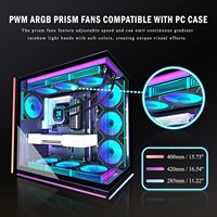 Boîtier de PC de jeu ANSAITE Full Tower, 9 ventilateurs PWM ARGB, verre trempé panoramique, support de radiateur de 360 mm, matériau acrylique, audio frontal