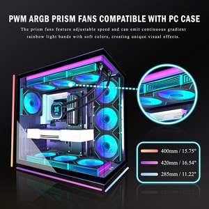 Boîtier de <span class=keywords><strong>PC</strong></span> de jeu ANSAITE Full Tower, <span class=keywords><strong>9</strong></span> ventilateurs PWM ARGB, verre trempé panoramique, support de radiateur de 360 mm, matériau acrylique, audio frontal - Product Image 6