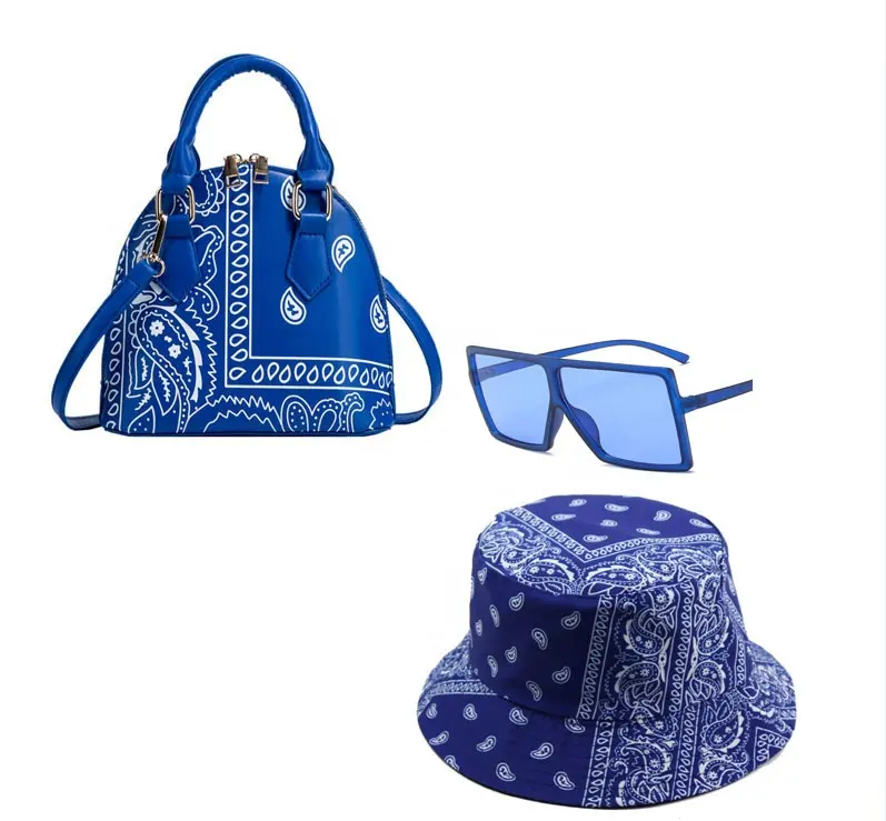 2021 Wholesale Cashew Flower Bucket Hats and Bandana Purse Set Women Hand Bags Ladies Luxury Handbags shades Set