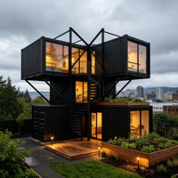 Maison Conteneur Moderne Suspendue à Plusieurs Étages, Maison Modulaire Personnalisée en Conteneurs avec Jardin sur le Toit pour Hôtel, Entrepôt, Ville Urbaine
