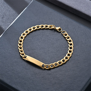 Gelang Baja Anti Karat Grosir yang Dapat Diukir, Lapisan Emas 18K PVD, Tahan Kusam, Perhiasan Kustom dengan Nama dan Logo untuk <span class=keywords><strong>Gi</strong></span> - Product Image 4