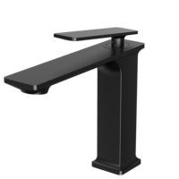Keran Wastafel Modern Satu Lubang Satu Gagang Warna Hitam Piano, Bahan Kuningan, Pemasangan di Atas Meja, Air Panas Dingin, Katup Keramik, Garansi 5 Tahun
