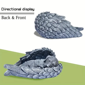Ornement commémoratif en résine sur le thème du chien <span class=keywords><strong>nid</strong></span> de plumes et pose angélique peinte à la main cour <span class=keywords><strong>d</strong></span>écorative Statue du souvenir pour <span class=keywords><strong>animaux</strong></span> de compagnie - Product Image 5