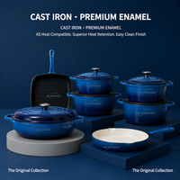Ensemble de casseroles en fonte émaillée pour la cuisine moderne, la cuisson au four, le mijotage lent et le service à table