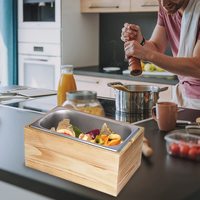 Poubelle à compost en bois écologique Houselin, personnalisable, pour les déchets alimentaires, avec insert en acier inoxydable antirouille, pour le rangement dans la cuisine