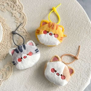 Cute Cartoon Mini Cat Plush Wallet Keychain Pendant Coin Bluetooth Earphone Storage Bags Purse Pouch Bags Hanging Accessories