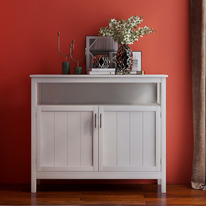 <b>White</b> Kitchen Storage <b>Sideboard</b> Buffet Cabinet With Doors And Open Shelf For Serving And Organization - Product Image 3