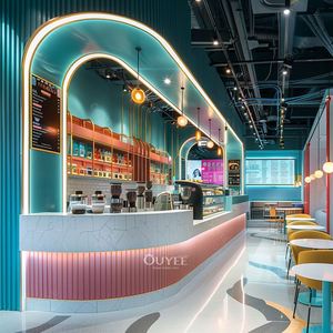 Accesorios de tienda Diseño de cafetería Gabinete de cafetería Exhibición de té de burbujas Mostradores de cafetería Quiosco de café - Product Image 6