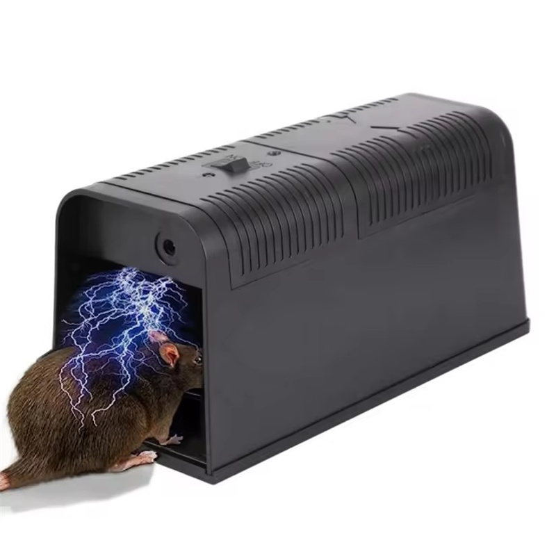 Armadilha eletrônica de plástico para ratos, armadilha eletrônica reutilizável para animais, preta, de venda quente da Amazon