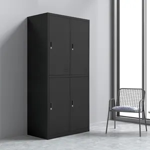 Metal Staff Work Clothes Storage Locker Cabinets Changing Room Use 4 Door Steel Locker