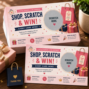 Bulk Custom Retail Shop Promotion Scratch Cards Wholesale Full Color Printed Shopping Thank You Scratch Off Win Reward Cards - Product Image 6