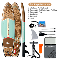 Planche de SUP gonflable 11' Woodland Nature, 33 pouces de large, avec support de caméra et aileron pour lacs et rivières