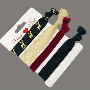 Pulsera de la serie Custom Logo con diseño de copo de nieve, alce y letras de Feliz Navidad, lazo para el pelo anudado, promocional - Product Image 3