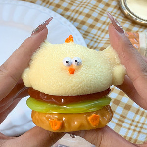 Nouveau jouet anti-stress Kawaii en TPR super épais, fait main, à presser, en forme de sandwich au poulet, de toast ou de burger - Product Image 1