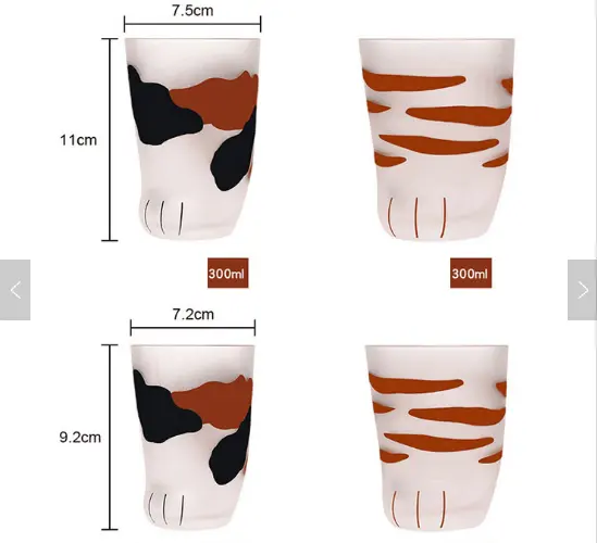 cartoon cute reusable Cat Paw Claw glass frosted borosilicate matte Glass Coffee round Cup Mug