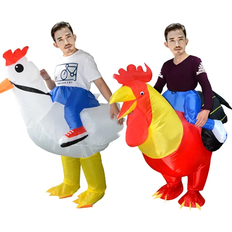White Chicken Inflatable Costume Chicken Costume Kids Jumpsuit Boys Thanksgiving Costumes Cosplay Chicken Blow Up Suit for Adult