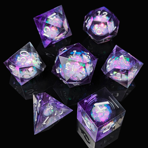 Ensemble de dé<span class=keywords><strong>s</strong></span> RPG faits à la main, effet Nébuleuse Aurore, bords nettoyé<span class=keywords><strong>s</strong></span>, sans bulles, noyau liquide, sphères D4 D12, polyédriques, dé<span class=keywords><strong>s</strong></span> en résine pour D&D - Product Image 1