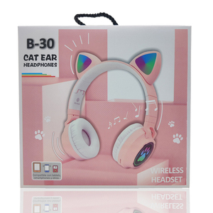 Flash lumière mignon chat lumière LED sans fil sur l'oreille <span class=keywords><strong>casque</strong></span> stéréo oreille Microphone batterie affichage numérique Compatible téléphone PC Console - Product Image 6
