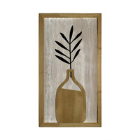 Décoration murale rustique vintage en bois avec vase floral pour salon, chambre et maison