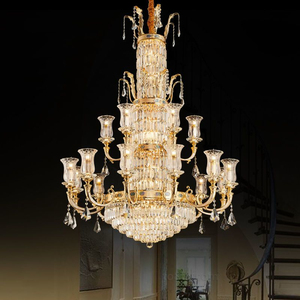 Lámpara de Techo Colgante de Cristal con Borlas, Decoración para Salón, Lámpara de Techo Dúplex para Techos Altos, Araña de Cristal con Forma de Tulipán - Product Image 1