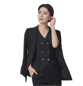 Модный женский костюм из 2 предметов элегантная Шерстяная Смесь полиэстера для бизнеса и модной рабочей одежды