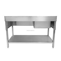 Table de préparation de cuisine en acier inoxydable avec étagère de protection arrière